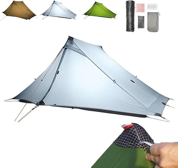 Upgraded 3FULGEAR Lanshan 2 Pro Ultralight 2-Person Tent, 3-4 Season Backpacking Tent, 20D Double-Sided Silicone Trekking ...