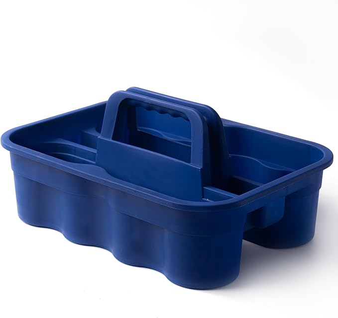 Matthew Large Plastic Tote Tool & Deluxe Supply Cleaning Caddy with Handle Portable Shower Basket Storage Caddy for Cleaning Products Organizer,Take-Out Coffee/Soft Drink,Bath Multi Use - Blue