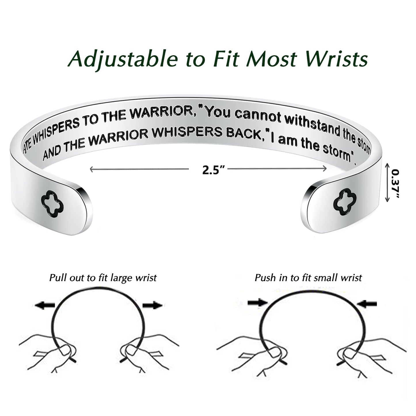 TONY & SANDY Inspirational Gifts for Women Fate Whispers to the Warrior Bracelet Recovery Breast Cancer Survivor Gifts Empowerme