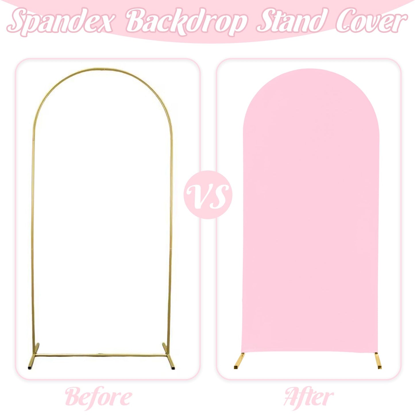 Fivenl Spandex Fitted Wedding Arch Cover 6Ft Pink Arch Backdrop Cover, Round Top Chiara Backdrop Stand Covers For Wedding Birthd