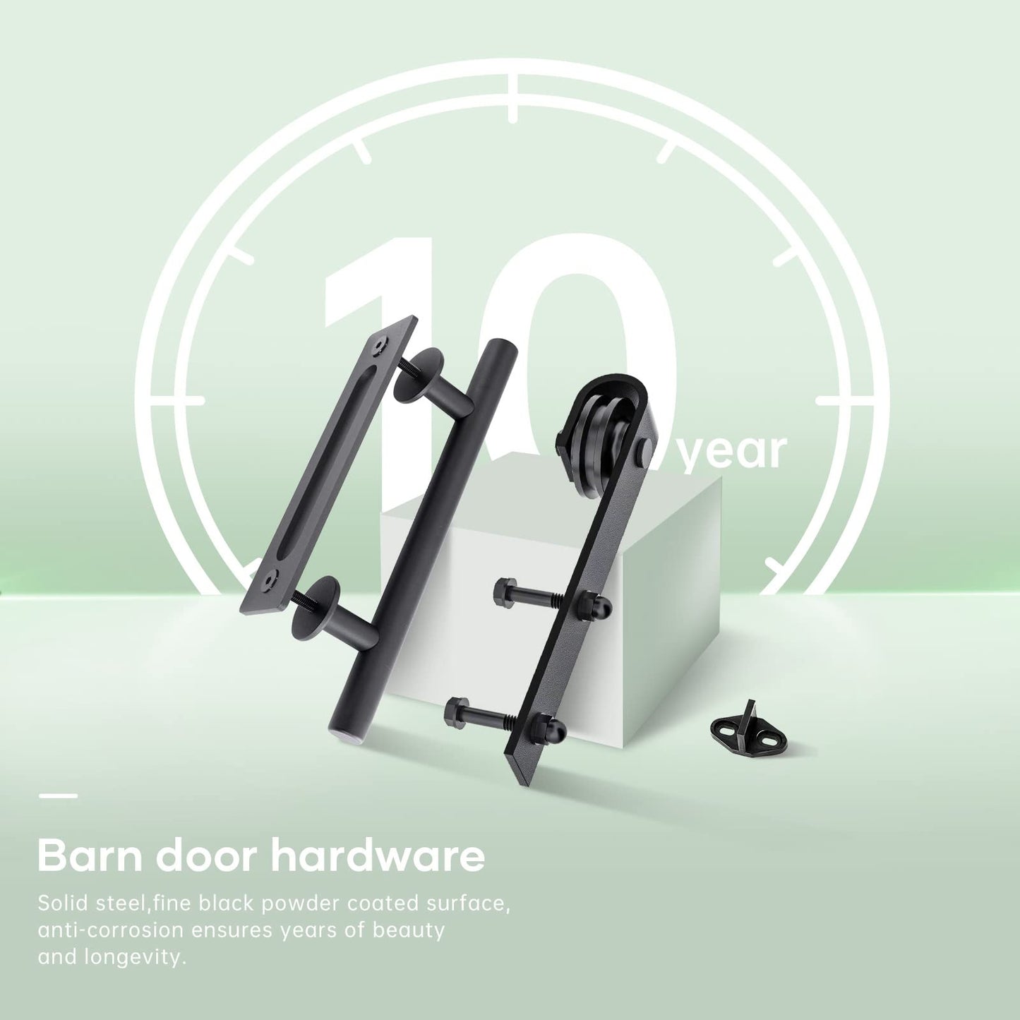 Fredbeck 36in x 84in White Glass Barn Door with 6.6FT 79inch Sliding Doors Hardware Kit Included & Handle,PVC Surface,Need to Assembly,Water-Proof