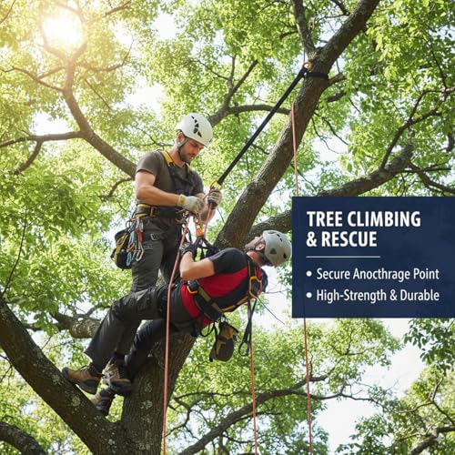Yulatik 22KN Climbing Rope - Double-Woven Polyester Rescue Belt Tree Climbing Lanyard with 2 Anodized Rings for Arborists,...