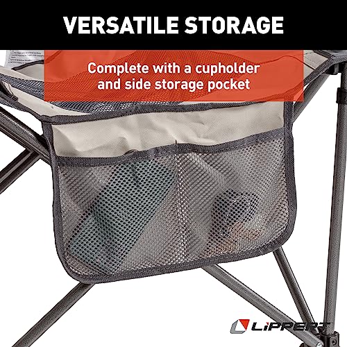 Lippert Sun Soaker Two-Position Vented Reclining Camping Chair with Footrest, 600D Polyester Fabric, Mesh Back/Seat, Padde...