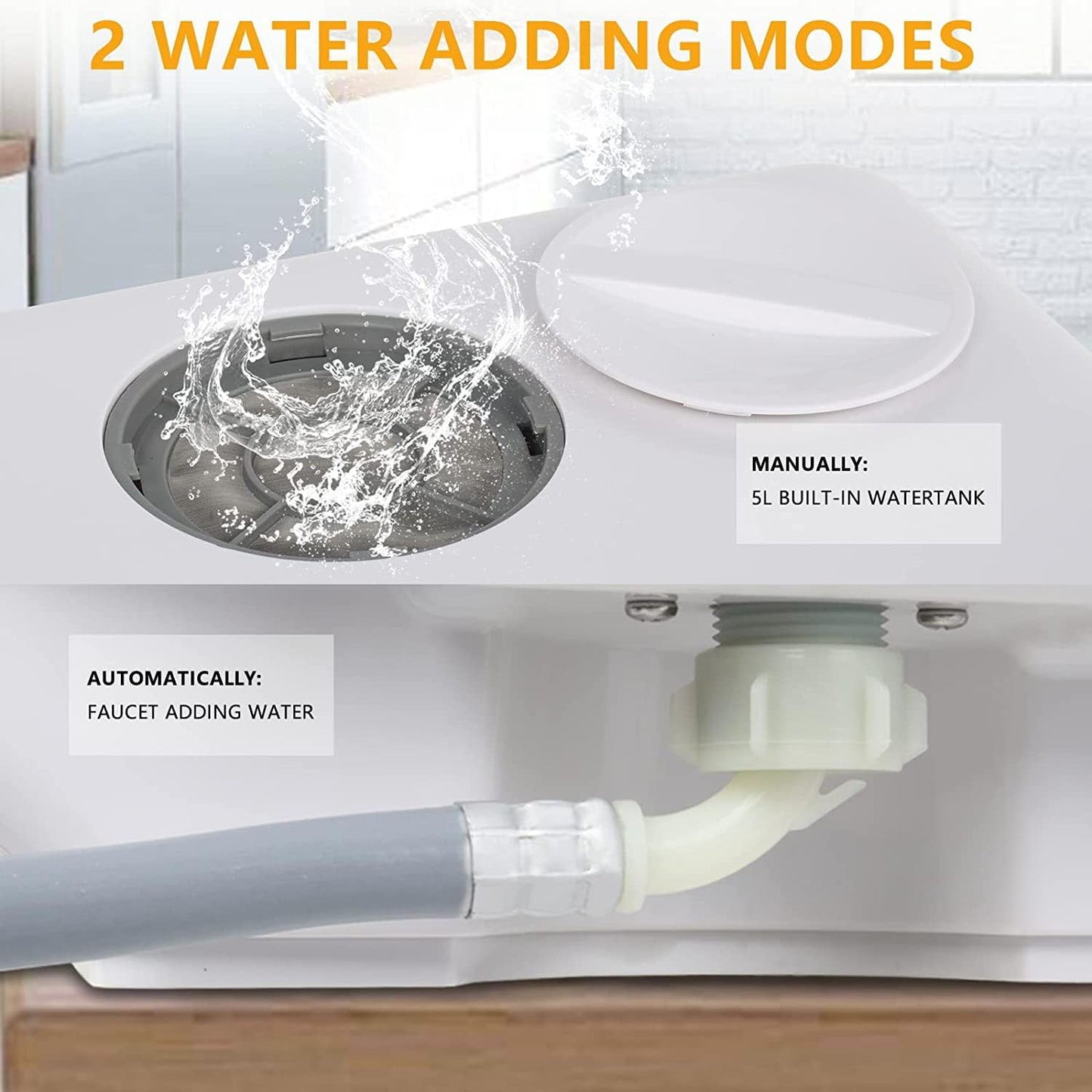 AooDen Portable Dishwasher Countertop Dishwasher with 5L Built-in Water Tank, No Hookup Needed, 5 Washing Programs, Air-dry Function, Fruit Washing, Delay Function, Mini Dishwasher for Apartment, RVs