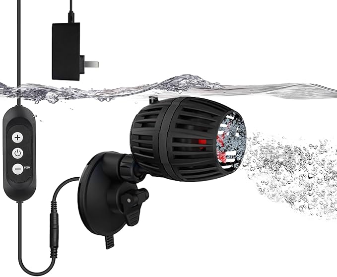 Carefree Fish Aquarium DC12V 10W Wave Maker 4 Level Adjustable Flow Rate Powerhead 1500Gph Wave Pump for 10~60Gal Freshwat...