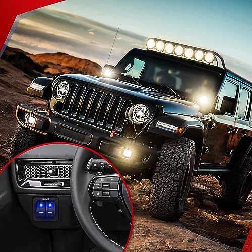 Nilight 16AWG LED Light Bar Wiring Harness Kit 12V On/Off 2 Gang Rocker Switch Panel Power Relay Blade Fuse 5Pin Toggle Sw...