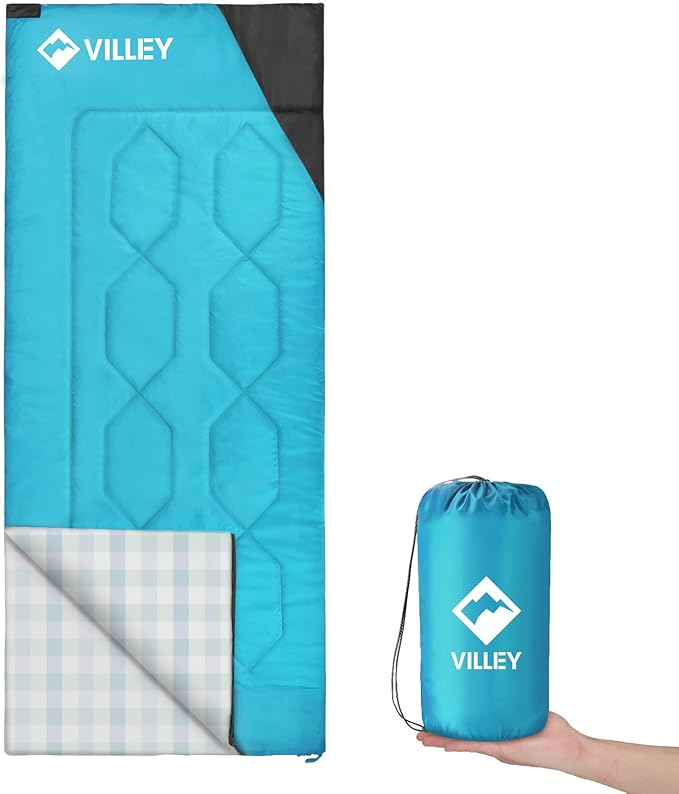 VILLEY Camping Sleeping Bag, Lightweight Backpacking Sleeping Bag with Carrying Bag for Adults & Kids, Outdoor Camping Hik...