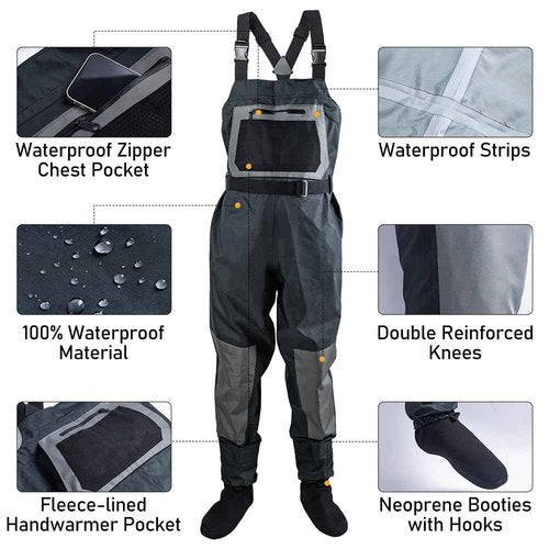 Goture Breathable Stockingfoot Fishing Chest Wader, 100% Waterproof Fishing Chest Wader for Men Women, Ultra Lightweight Comfort Stockingfoot Hunting Waders M