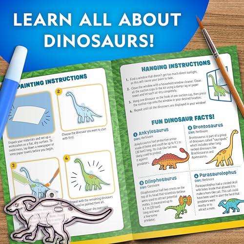 National Geographic Kids Stained Glass Kit - Glow in The Dark Dinosaur Toys, Kids Arts and Crafts Set, Window Sun Catcher...
