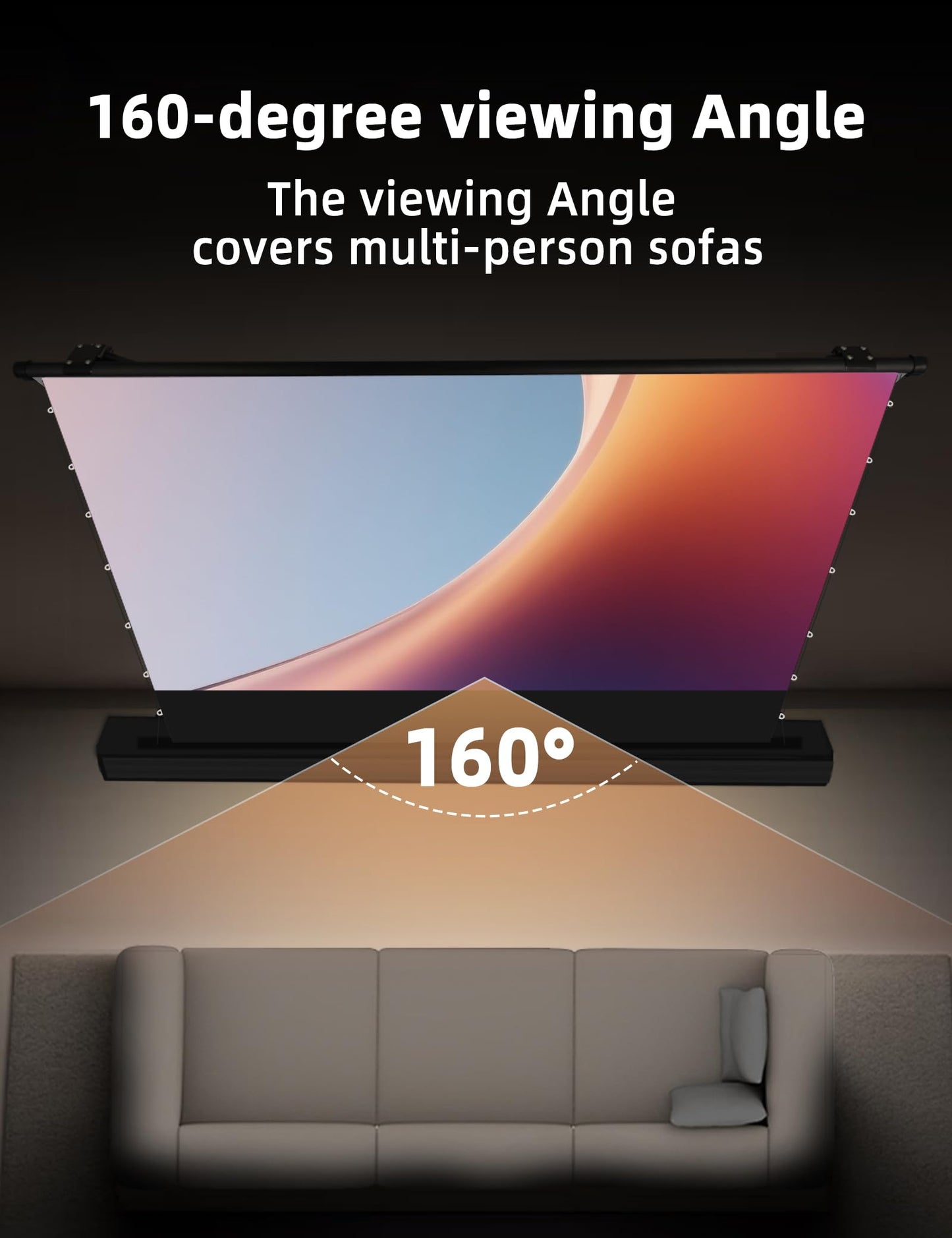 120" ALR Motorized Floor Rising Projector Screen for Long/Standard Throw Projector,Movie Screen for Home Theater,Motorized Projector Screen 4K/8K Ultra HD, Active 3D