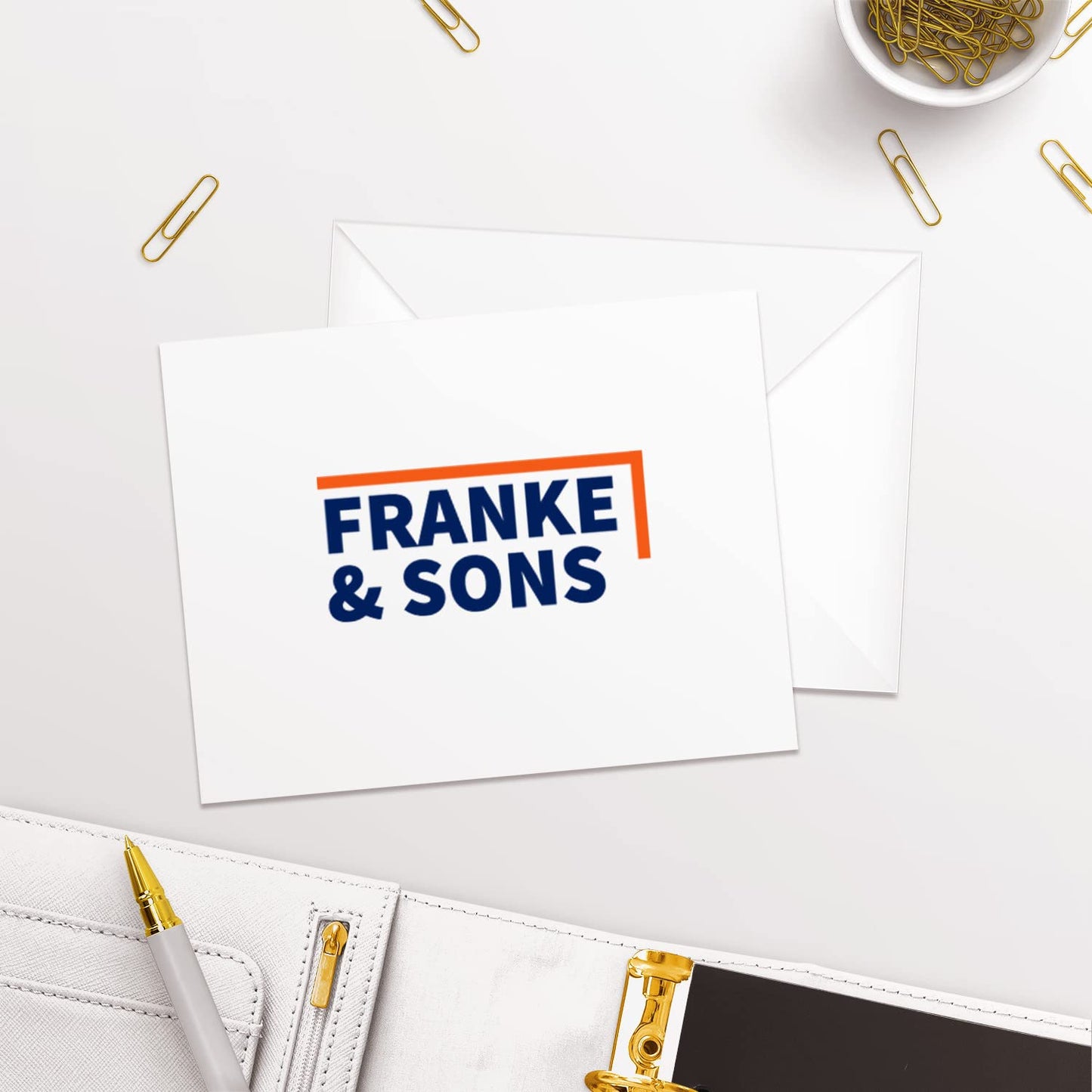 Personalized Logo Cards / 100 Custom Design Business Thank You Trademark Note Cards With White Envelopes / 4 1/4" x 5 1/2" Bulk DIY Full Color Monogram Business Greeting Cards / Made In The USA
