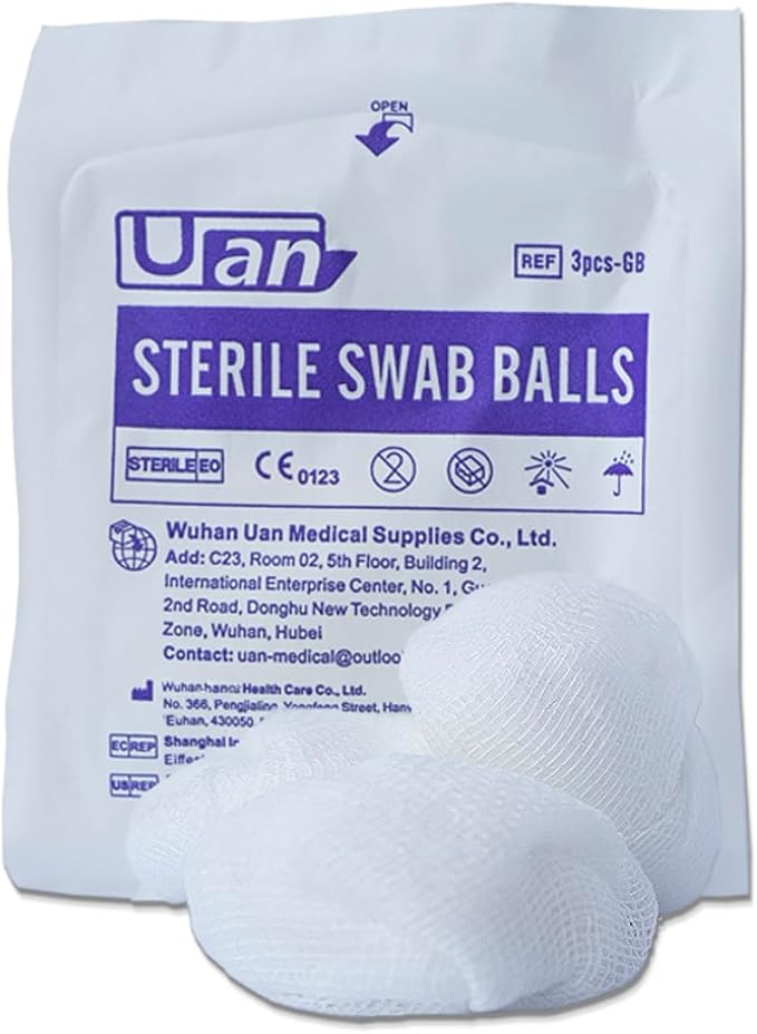60 Balls Sterile Gauze Balls Gauze Sponge Cotton Balls Gauze Swab Sterile (M) (3balls/Pack)