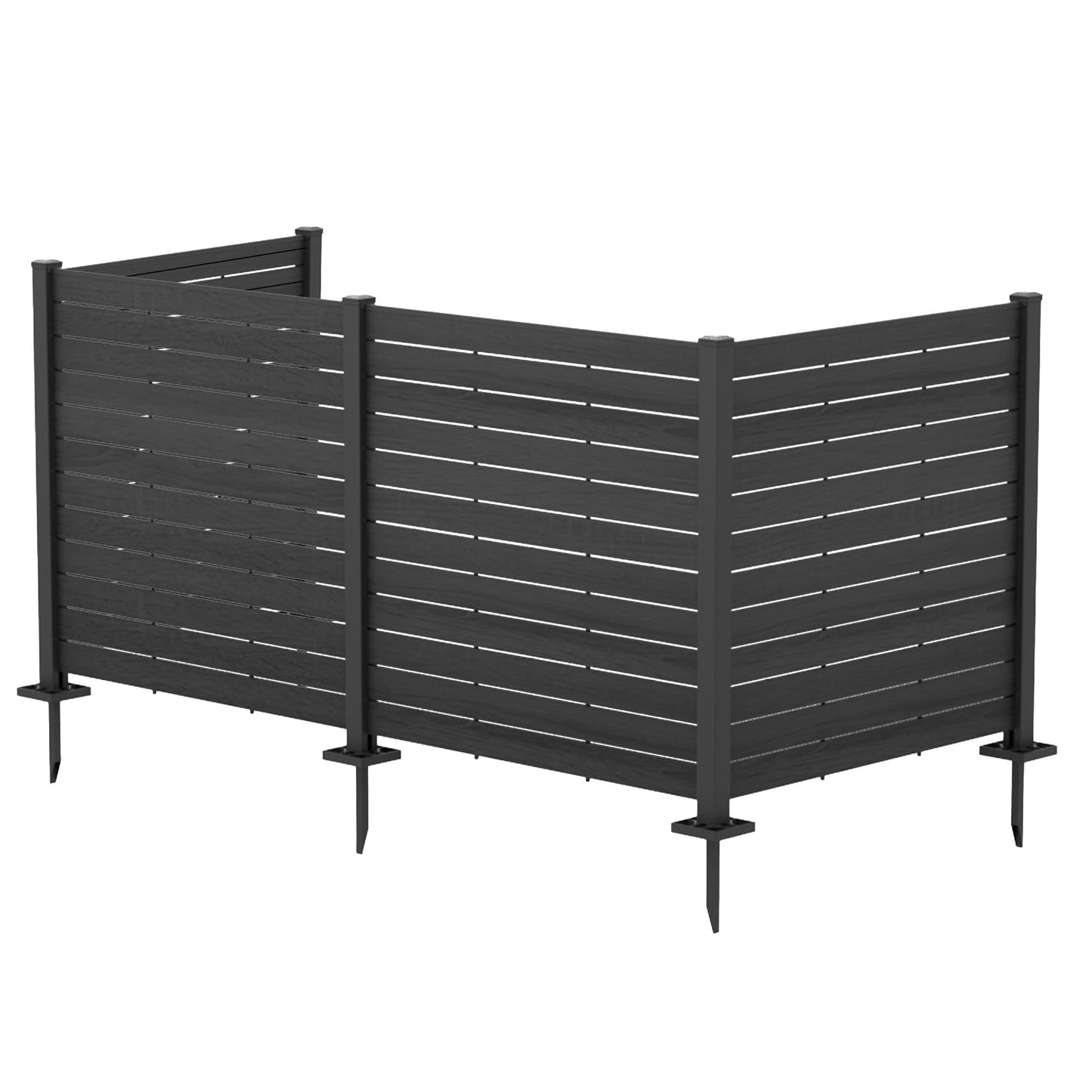 Kozyard 50" W x 48" H Outdoor Privacy Screens Aluminum Post, Air Conditioner Fence Panels, Pool Equipment Enclosure, Trash Can Screens Fence Kit for Outside Backyard Patio (Black/4Panels)