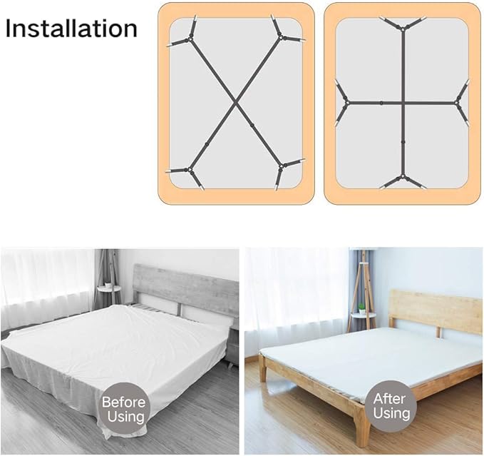 Foloda Bed Sheet Holders, 2 pcs Adjustable Fitted Sheet Straps Holders for Bed Corner, Sheet Fasteners Clips Suspenders lockers Gripper Scrunchie, Keep Sheet Firm Tight