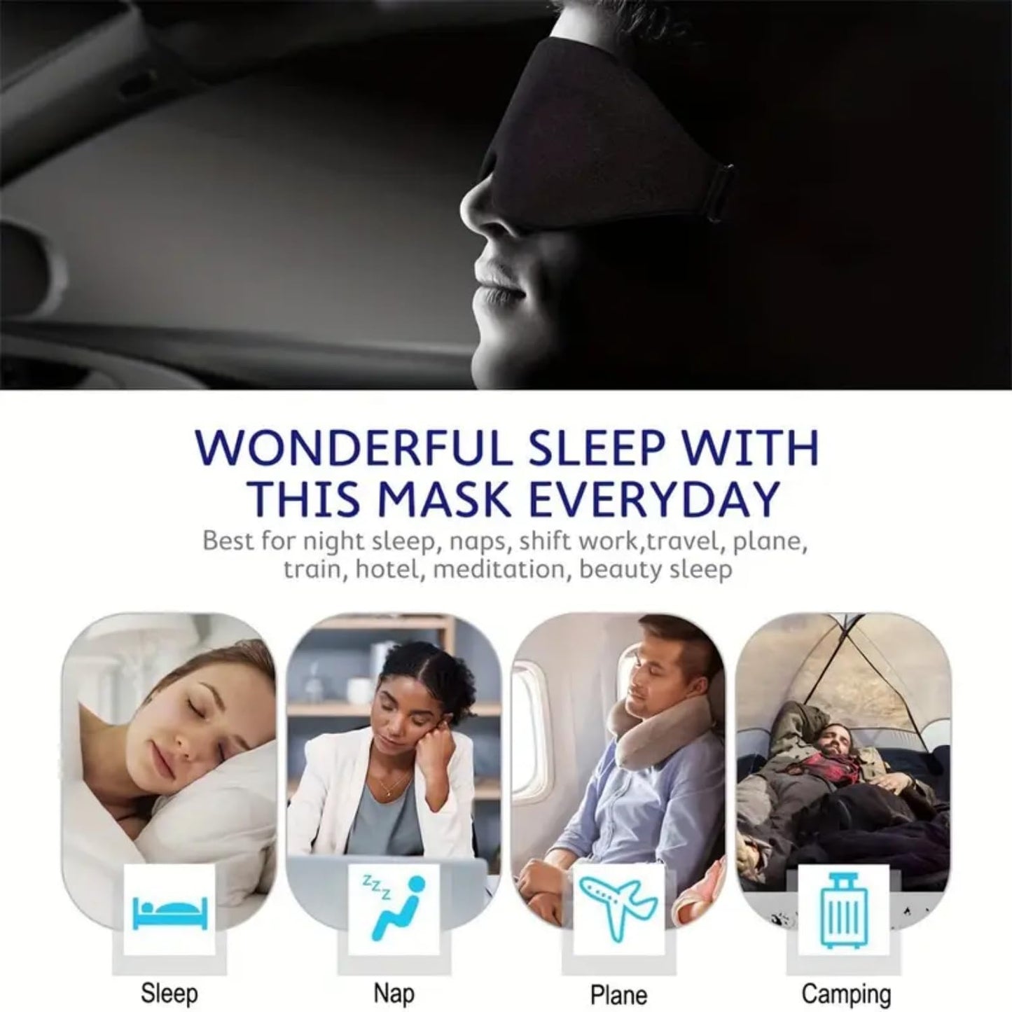 FSA 100% 6A Mulberry Silk Eye Sleep Mask for Side Sleepers, Blackout Eye Mask for Sleep, Reduces Migraines & Puffy Eyes, Travel Office Airplane Use, Ideal Gift for Women & Men