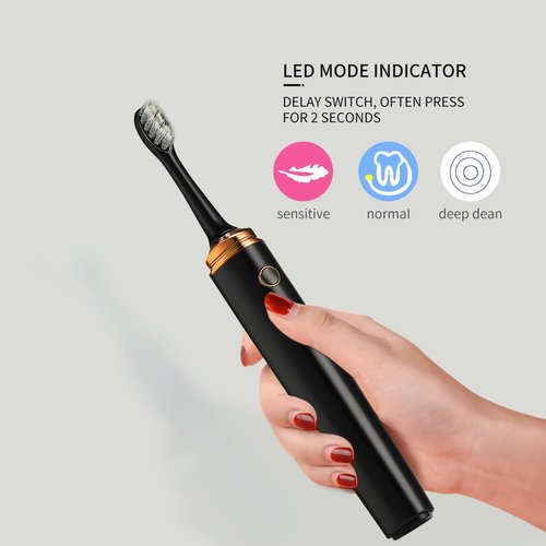 Generic JDHAVMOS Sonic Toothbrush-Rechargeable, Ultra Whitening 40,000 VPM Powerful Electric Toothbrush and Cleaning Station,Black(Pack of 4Brush Heads &1Travel Case &Toothbrush Holder)