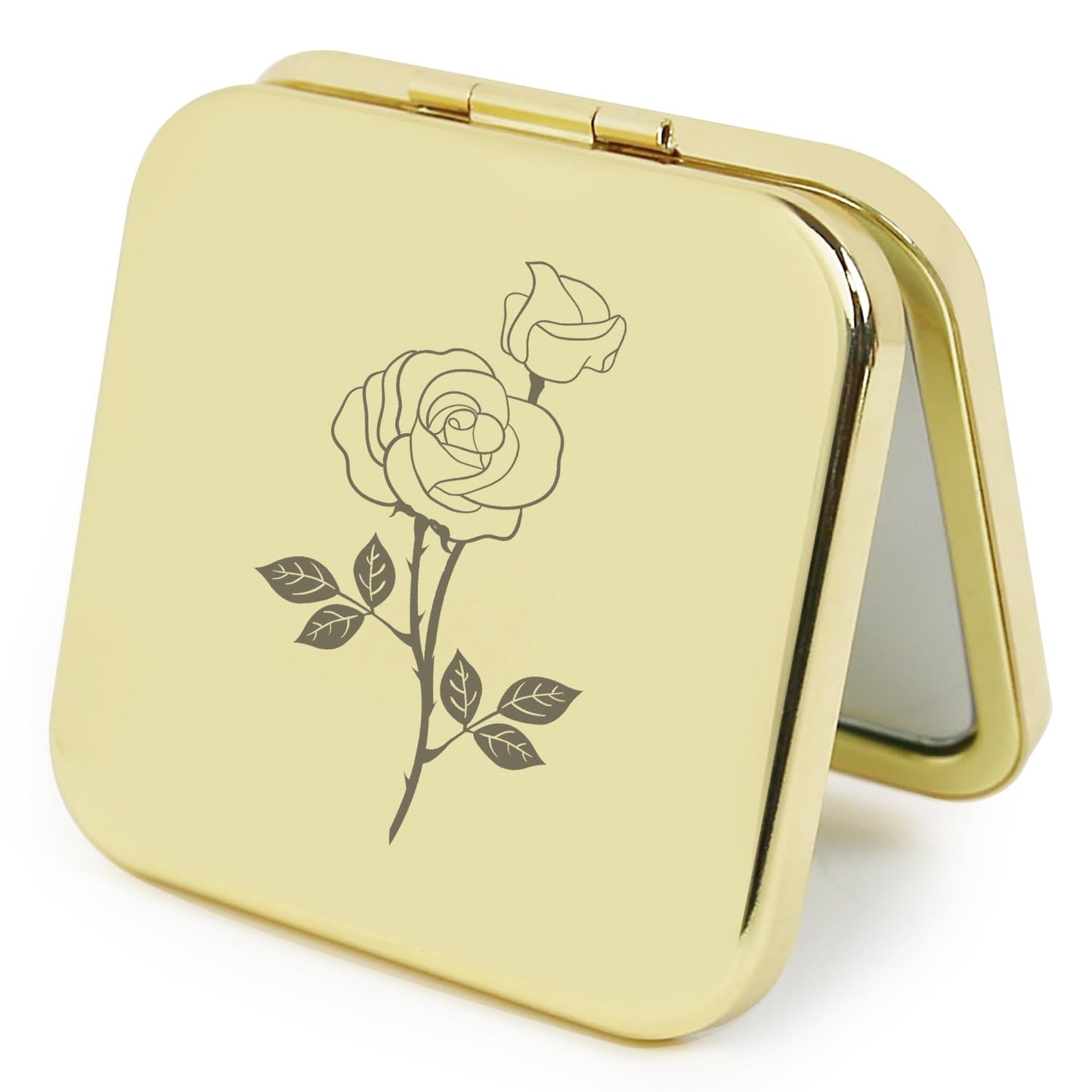 PDOZV Small Compact Mirror, Gold Square 2.8     2.8    Metal Frame Double Sided 1X/2X Mirror for Purse Can be Used as Gifts for