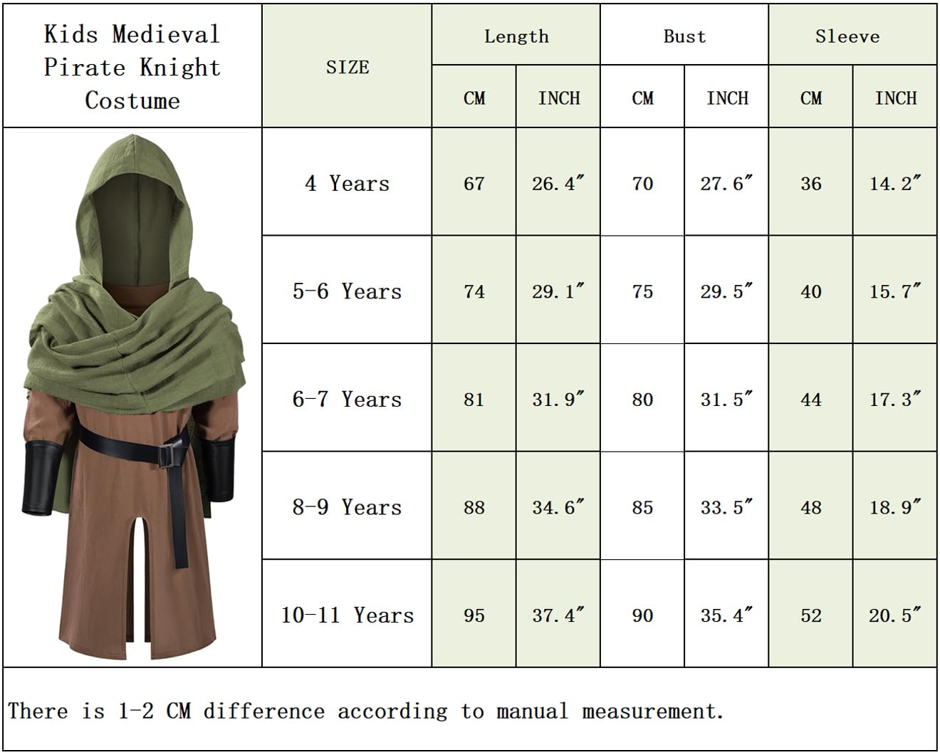 TOKYO REVENGERS Kids Medieval Renaissance Pirate Costume Knight Cosplay Outfit LARP Costume Accessories Set(BWJGN 130)