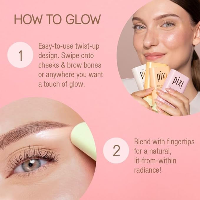 Pixi On-the-Glow SuperGlow | Shade IcePearl | Hydrating Highlighter Stick with Ginseng, Aloe Vera & Fruit Extracts | For Cheeks & Brow Bones | 19g / 0.6oz | Paraben-Free Luminous Natural Highlight
