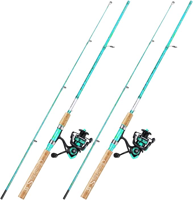 Sougayilang Fishing Rod and Reel Combo, 2-Piece 5-Foot 6-Inch Graphite & Fiberglass Rod, Durable and Strong, Quickset Ant...