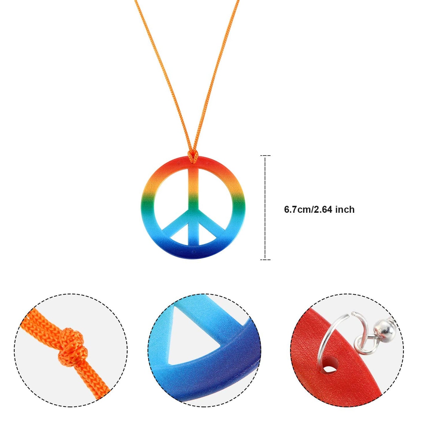 Frienda 3 Pcs Hippie Accessories Costume 70s Tie Dye Rainbow Leopard Outfits, Hippie Headbands for Men Peace Sign Necklace Sunglasses, Rainbow Style