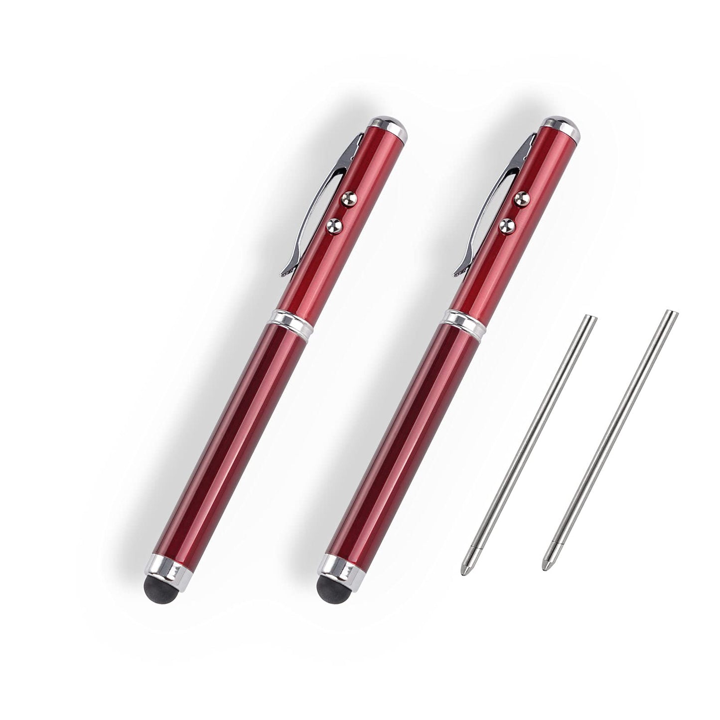 Metal Multi-Function Pen, Touch Screen Stylus, Flashlight with White Light, Infrared, Creative Christmas and Birthday Gifts (2 R