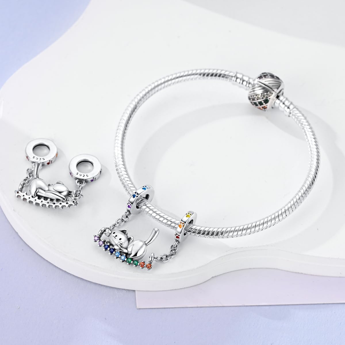 Parmuz 925 Sterling Silver Charm for Charm Bracelet Necklace Dream catcher Feathers Tassel charm lucky Chameleon cat dangle char