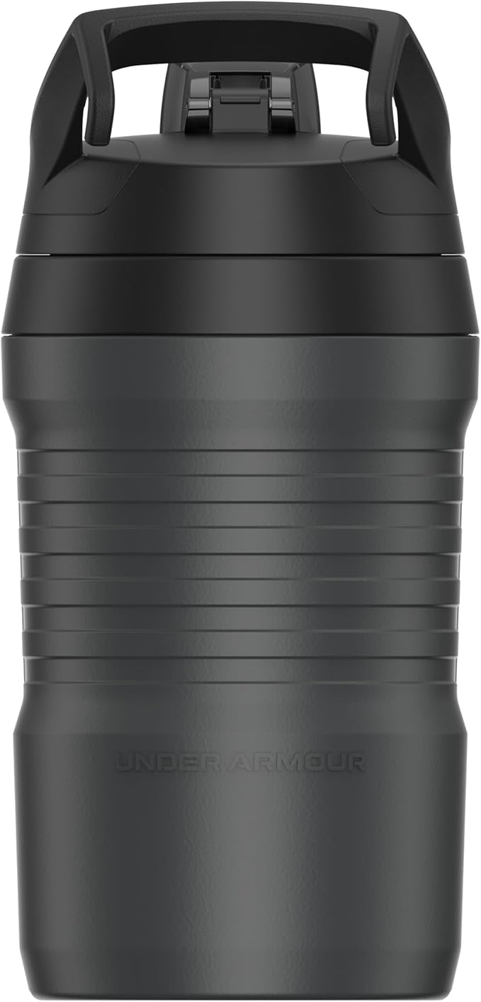 Under Armour 32 oz Insulated Water Bottles - Sports Water Jug with Fence Hook, Leak Resistant for Baseball, Football & More, 32 oz Insulated, Jet Grey/Black