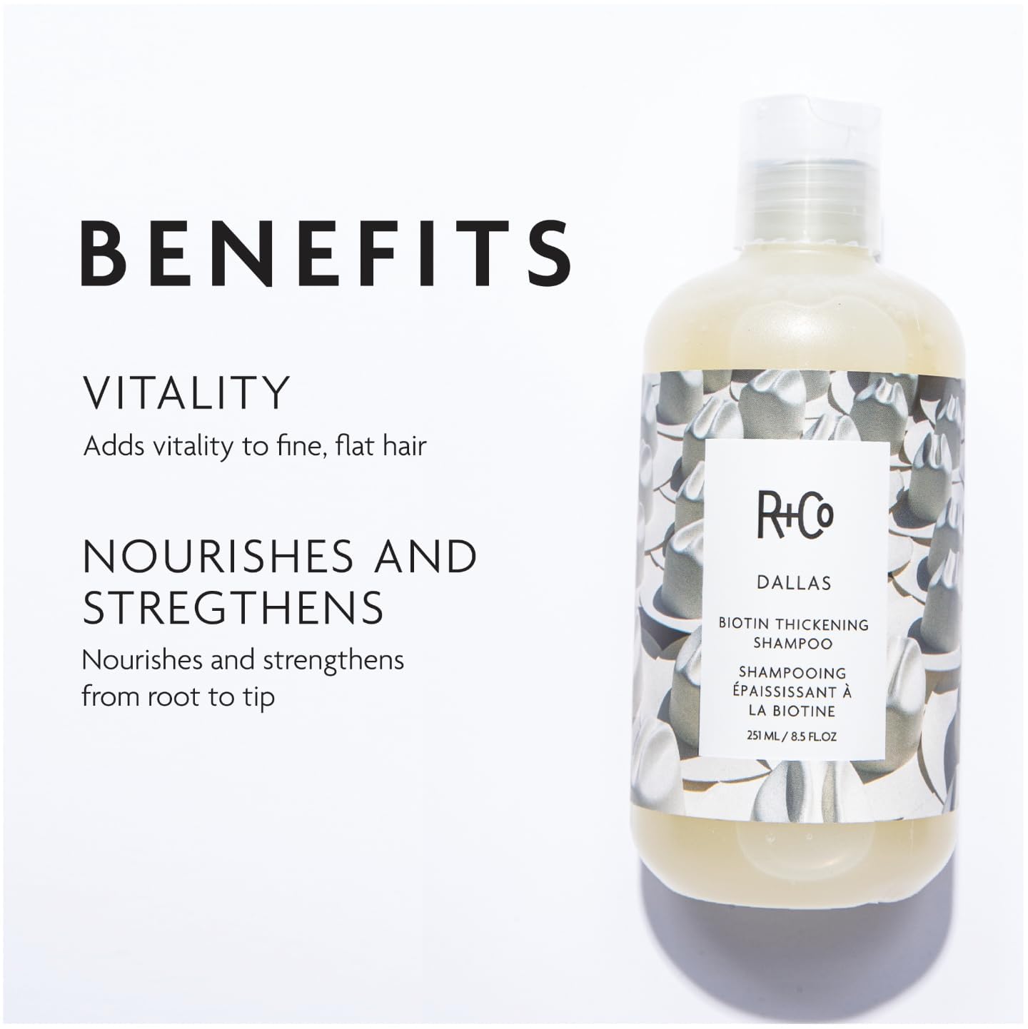 R+Co Dallas Thickening Shampoo | Biotin for Hair Growth, Thickening, + Strengthing | Vegan + Cruelty-Free |