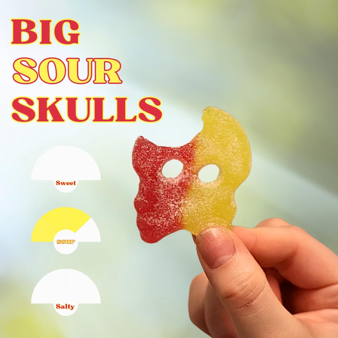 BUBS Skull Candy Mix – Dizzy Skulls, Giant Sour Skulls, Liquorice Raspberry Skulls & Foam Skulls, 1 LB Vegan Swedish Candy, Gummy Alternative, Sour Foam Sweets, TikTok Viral, Gluten-Free