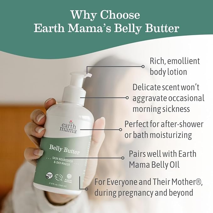 Earth Mama Belly Butter & Belly Oil Bundle for Dry, Stretching Skin | Moisturize + Encourage Skin's Natural Elasticity During Pregnancy & Beyond, 8-Fluid Ounce & 4-Fluid Ounce