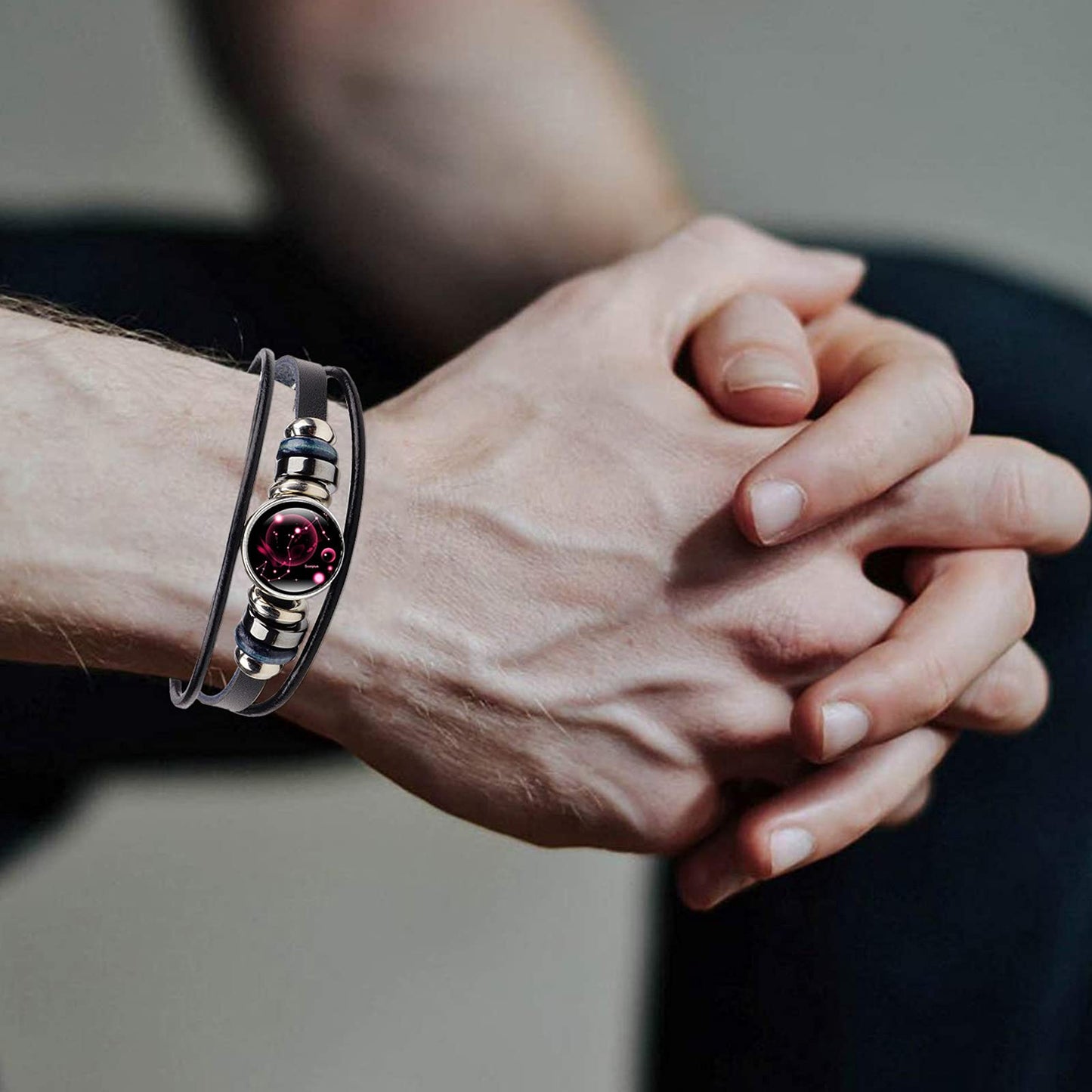 Dcfywl731 2Pcs Virgo Zodiac Bracelets for Women 12 Constellations Multilayer Leather Bracelet Handmade Woven Zodiac Sign Wrap Wr