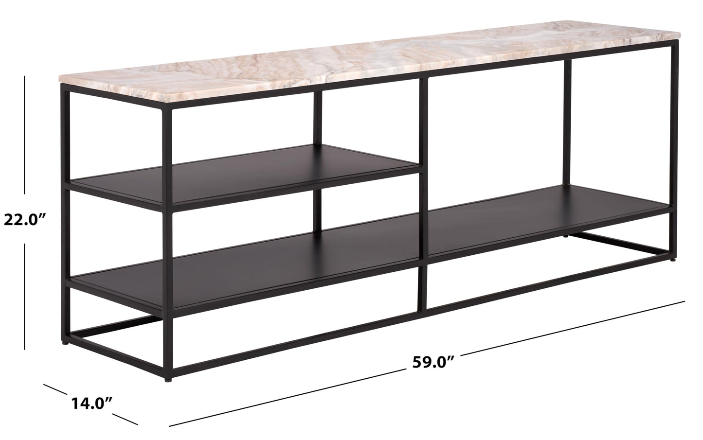 SAFAVIEH Couture Collection - Macklyn Marble Top Console Table with 2 Shelves, Light Brown & Black, Modern Storage Accent (SFV5770A)