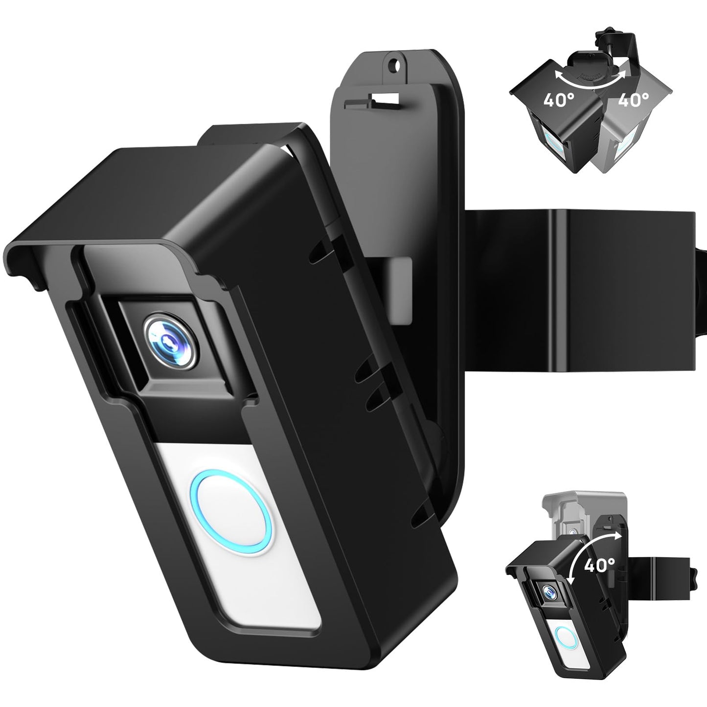 Video Doorbell Mount for Ring/Blink, NBBX 2025 Upgrade Doorbell Camera Mount with Triple-Direction Adjustment Design, No Drill A