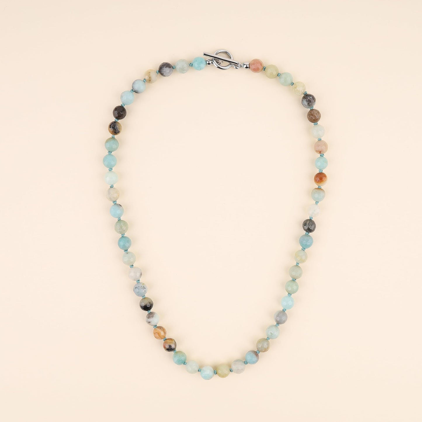 GAVU Handmade Faceted Amazonite Necklace for Men, Mens Crystal Beaded Necklace 20