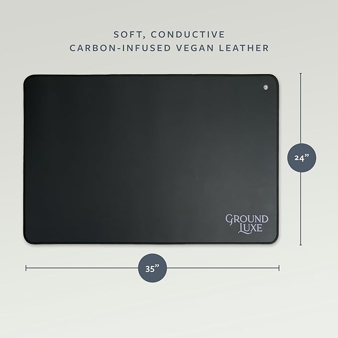 GroundLuxe Earthing Mat for Feet- Universal Grounding Mat w/ 15 Foot grounding Cord, Tester and Adaptor- Grounded Pad to Connect to The Earth