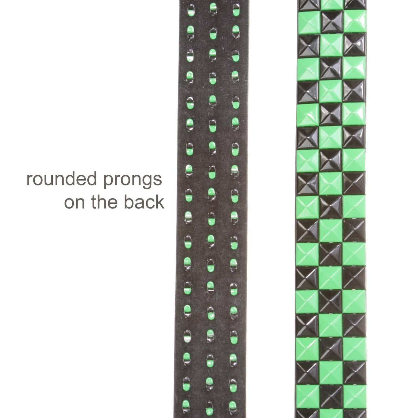 Snap On Punk Rock Black & Green Star Studded Checker Board Leather Belt, Black/Green | xs 27"-29"