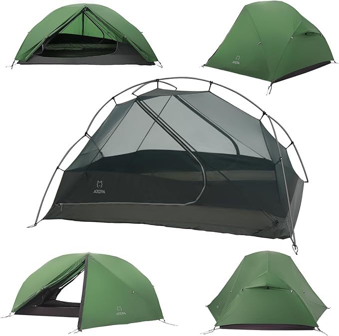 ATEPA Voyage 1-2 Person Backpacking Tent, 4 Season Ultralight Compact Tent, 4000mm Waterproof 20D Nylon Rainfly & Aluminum...