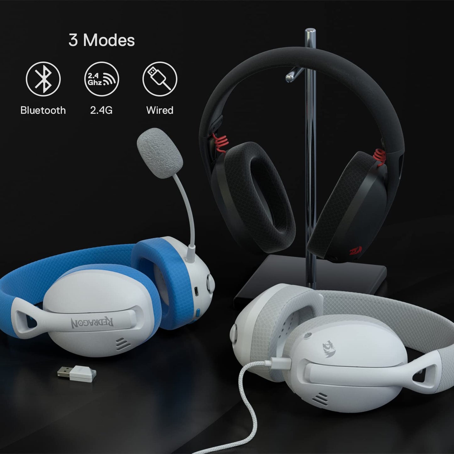 Redragon H848 Bt Wireless Gaming Headset - Lightweight - 7.1 Surround Sound - 40Mm Drivers - Detachable Microphone - Multi Platf