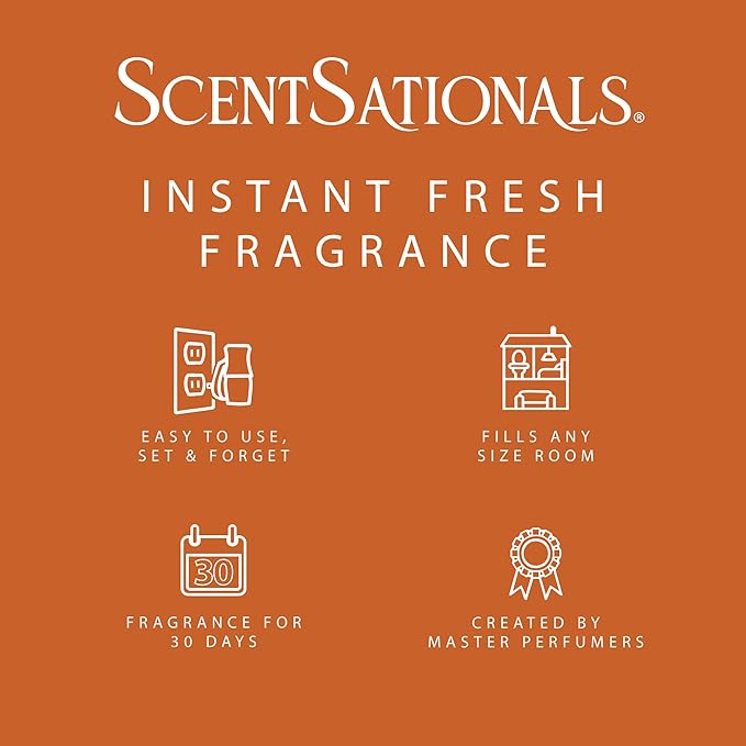 Scentsationals Fragrance Oil Plug In Air Freshener Refills 3-Pack - Pumpkin Snickerdoodle - Works with Scentsationals Wall Plugs, Long-Lasting Home Fragrance, 0.8 fl oz Each, Packaging May Vary