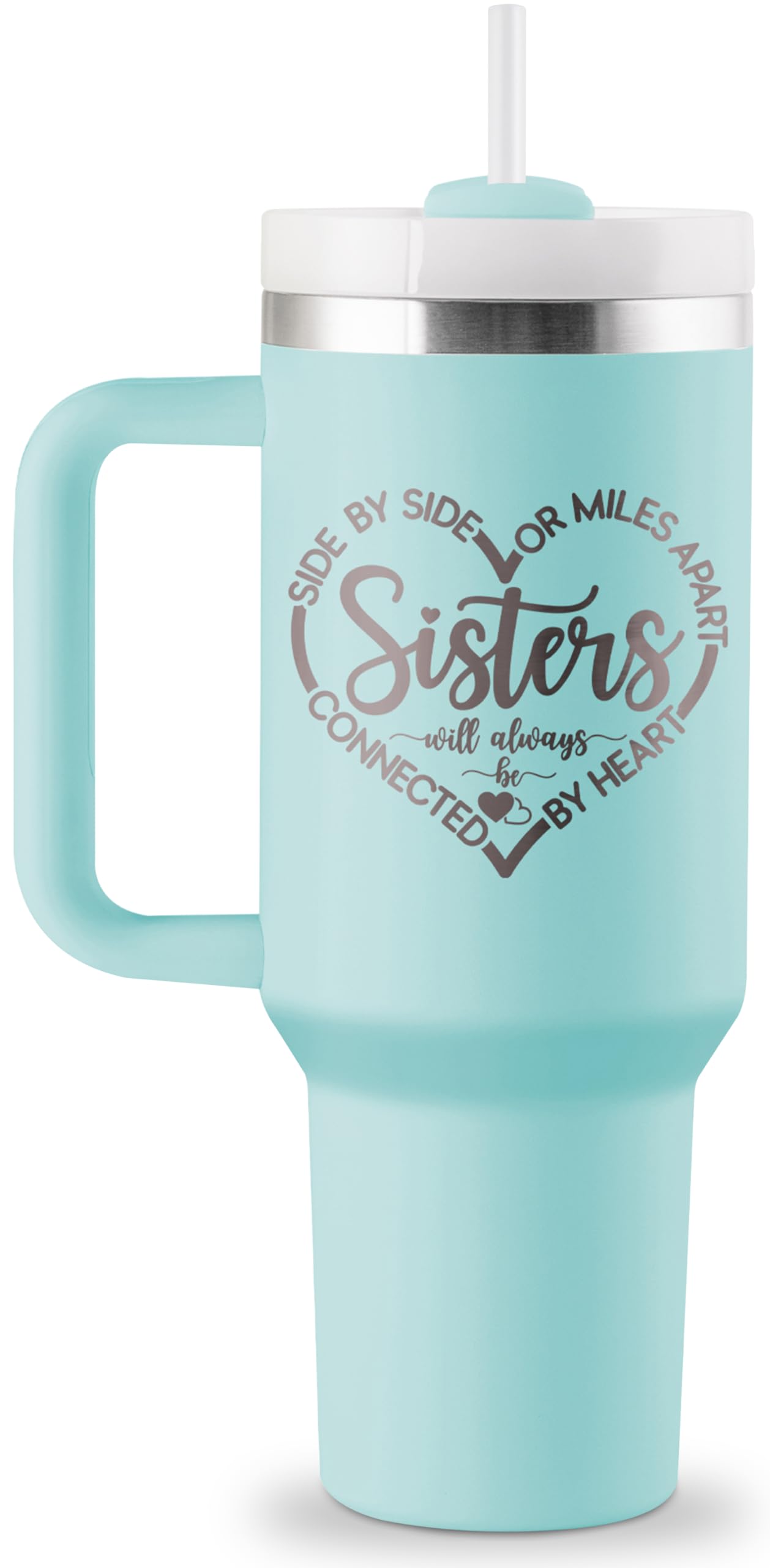 ROSTANTEN Sisters Gifts from Sister, Sister Birthday Gift Ideas, Gifts for Sisters/Sis In Law - 40 oz Travel Cup Insulated Tumbler with Handle & Straw