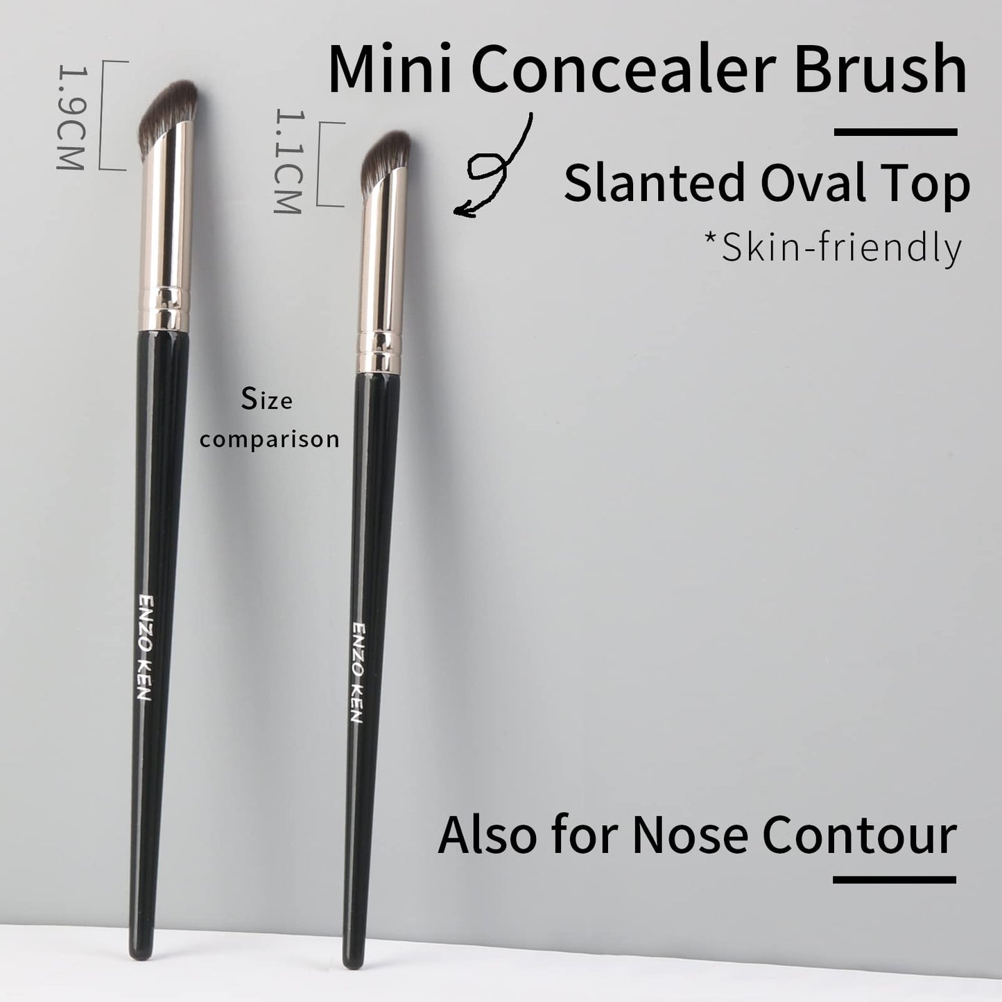ENZO KEN Mini Angled Concealer Brush Under Eye, Concealer Brush, Small Nose Contour Brushes, Nose Brush Contour, Angle Concealer