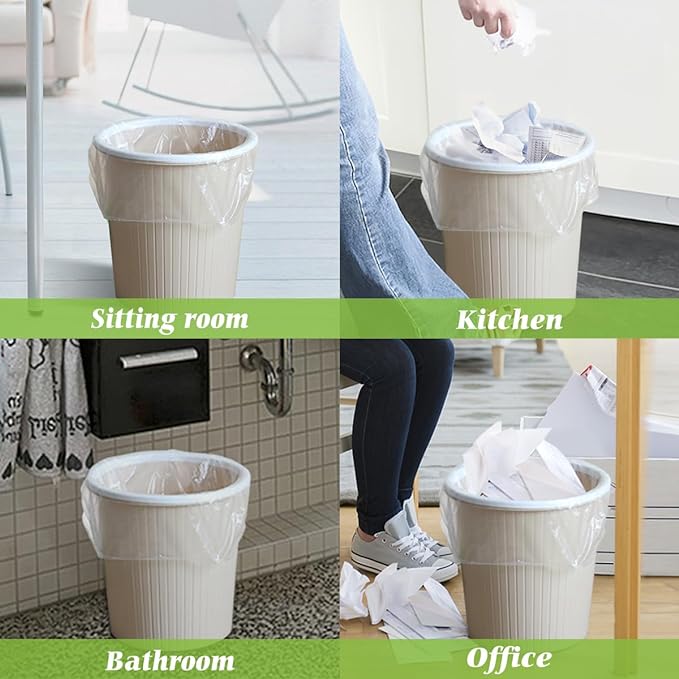 2.6 Gallon 330 Counts Strong Trash Bags Garbage Bags by Teivio, Bathroom Trash Can Bin Liners, Small Plastic Bags for home office kitchen (Clear)