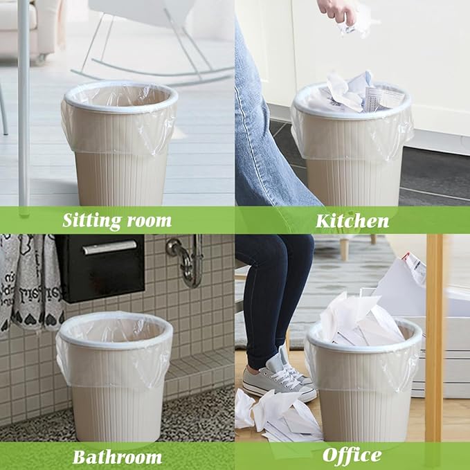 Teivio 4 Gallon 500 Counts Clear Trash Bags Garbage Bags, Mini Waste Basket Liners,Bathroom Trash Can Bin Liners, Small Plastic Bags for Home Office Kitchen Car Bedroom Dog waste Baby Diaper