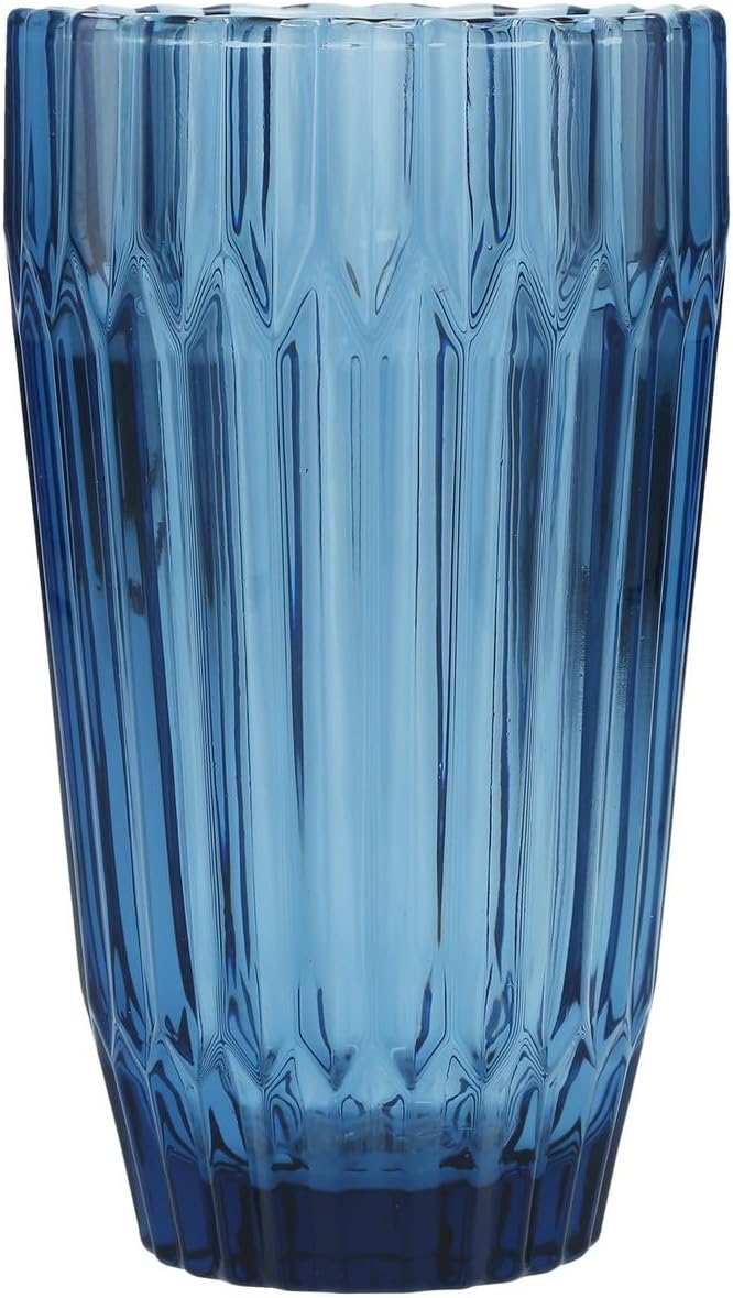 Fortessa Archie Glass Drinkware, Iced Beverage Glass (Set of 6), 15 Ounce, Cornflower Blue