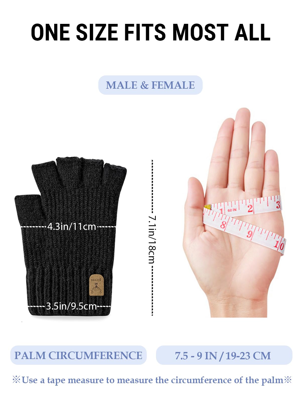 JUNRUI Fingerless Gloves Half Finger Winter Warm Knitted Gloves Working Running Biking Driving for Men and Women
