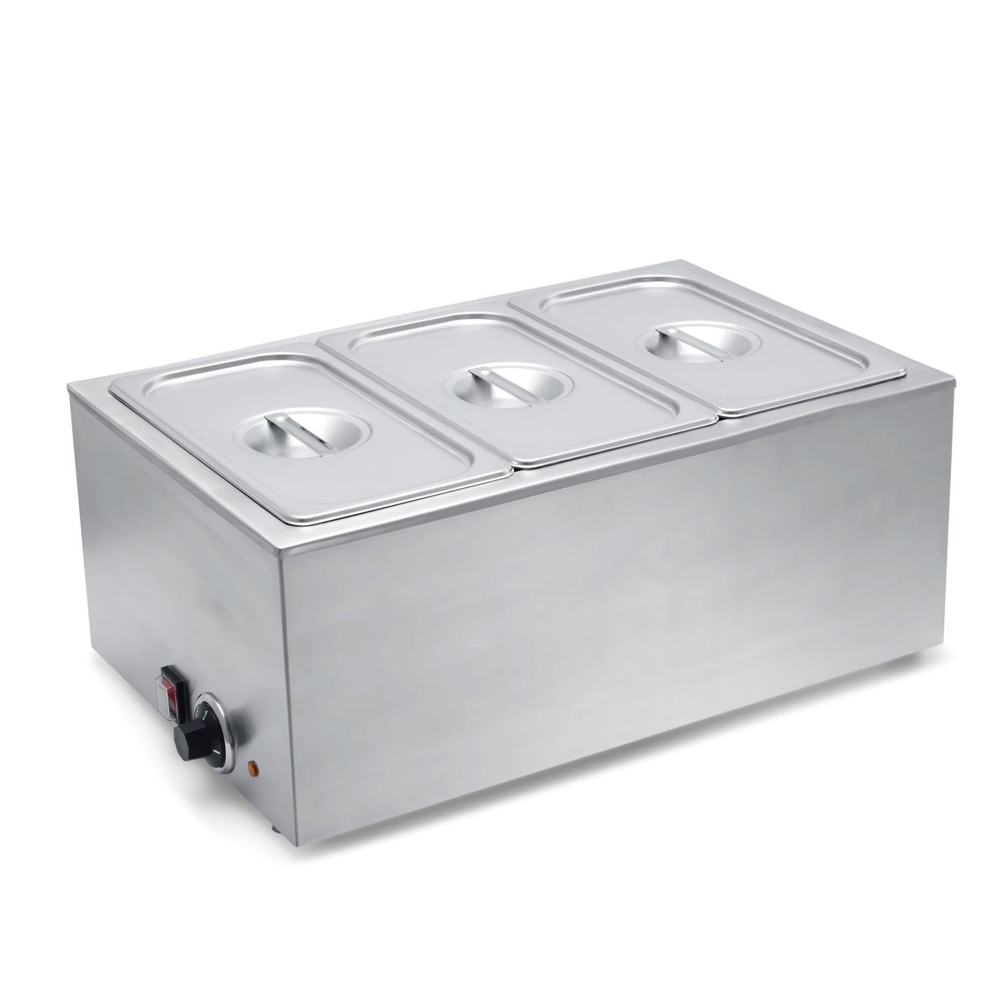 SYBO Food Warmer Commercial Grade Stainless Steel Bain Marie Easy to Clean Steam Table for Buffet Catering and Restaurants, ETL, CE ROHS Certified for Commercial, Safety (3 Sections)