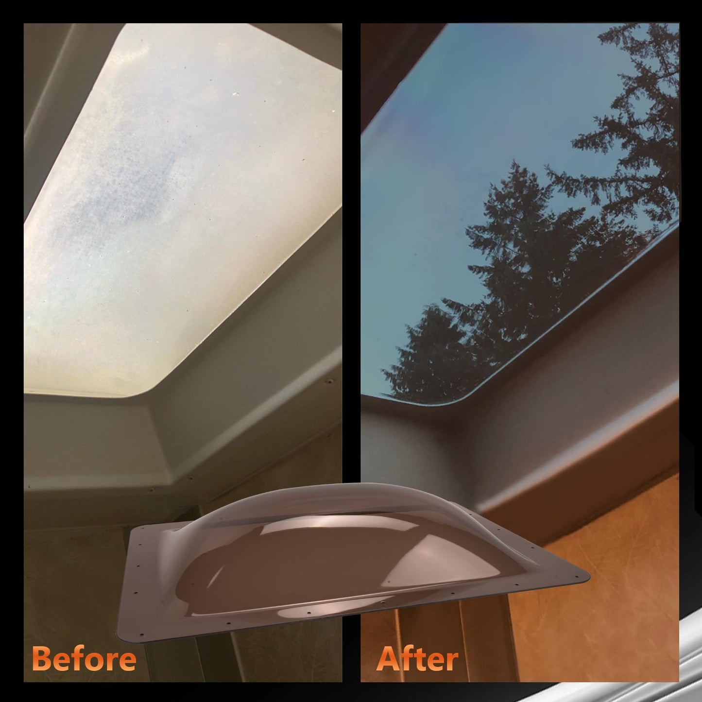 GOMADEIT RV Skylight Replacement | 18" x 26" Camper Skylight | RV Shower Skylight Replacement | Fit Standard 14" x 22" Openings | Smoke Gray