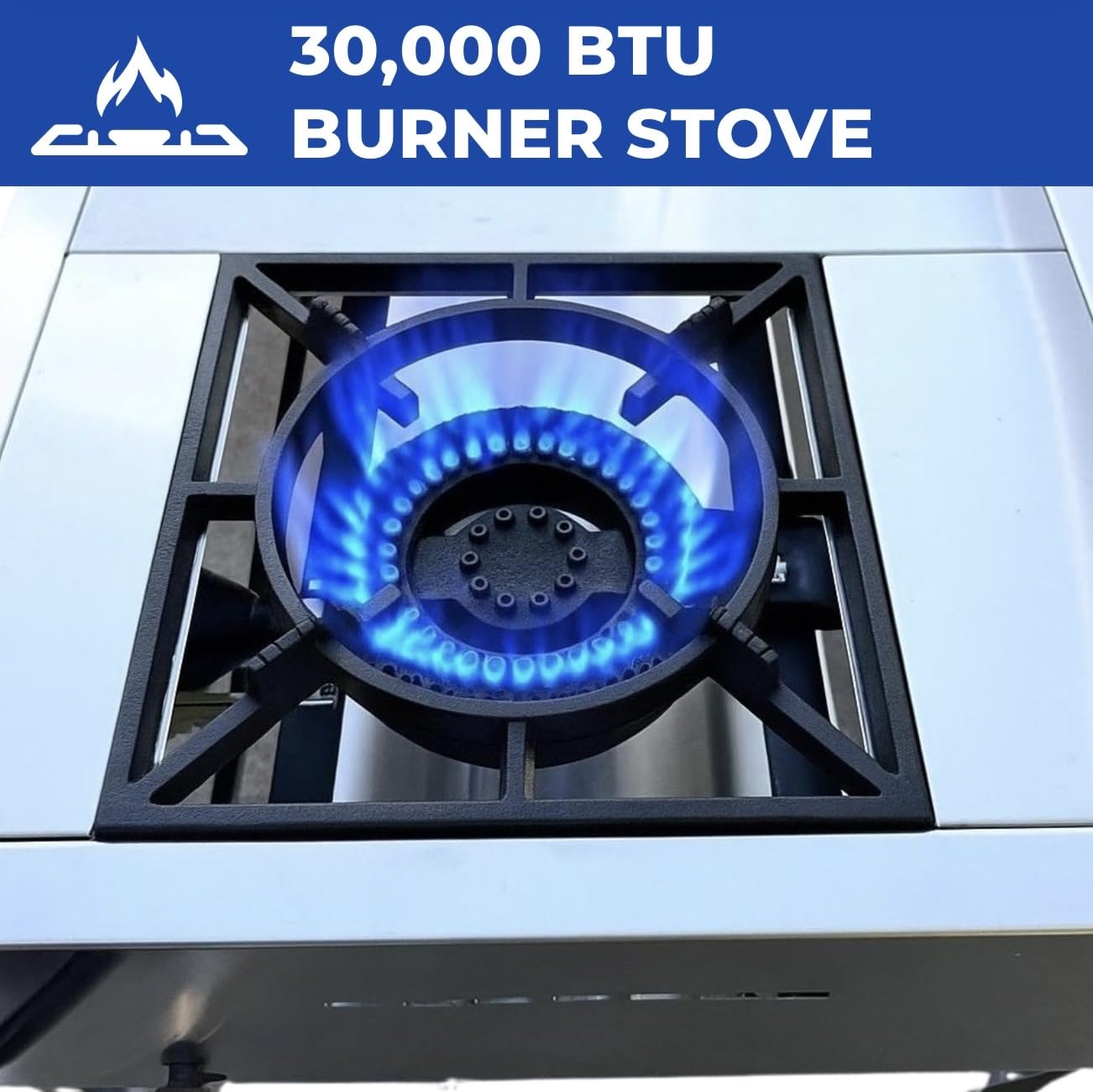 Burner Stove and Flat Top Griddle Cart | 20” Stainless Steel Griddle | 30,000 BTU Cast Iron Burner Stove | Outdoor Propane | Portable 4 Wheel | 3 Condiment Container Pans | Commercial & Home Use