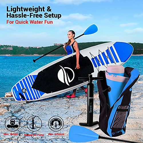 SereneLife Inflatable Stand Up Paddle Board (6 Inches Thick) & Universal Paddle-Board Seat - Adjustable Paddle Board Seat,...